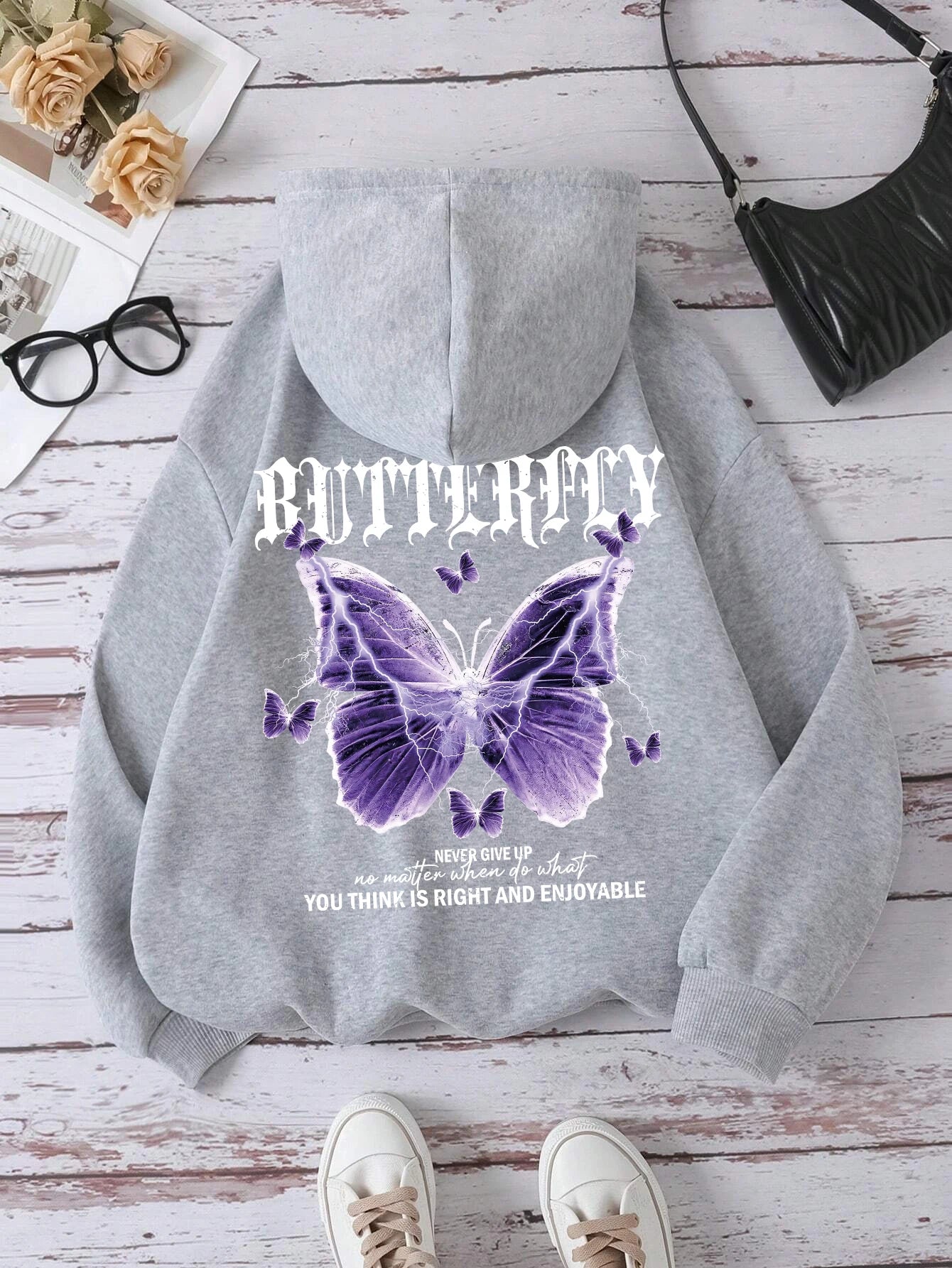 Hoodie Purple Butterfly