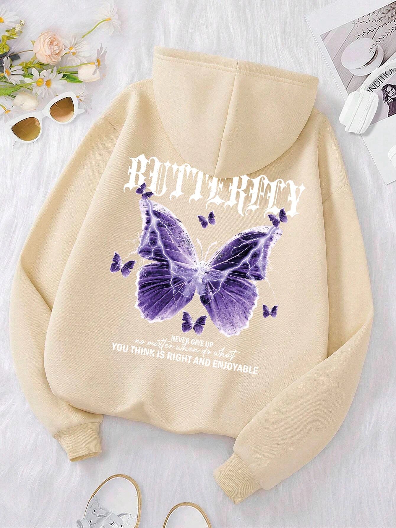 Hoodie Purple Butterfly