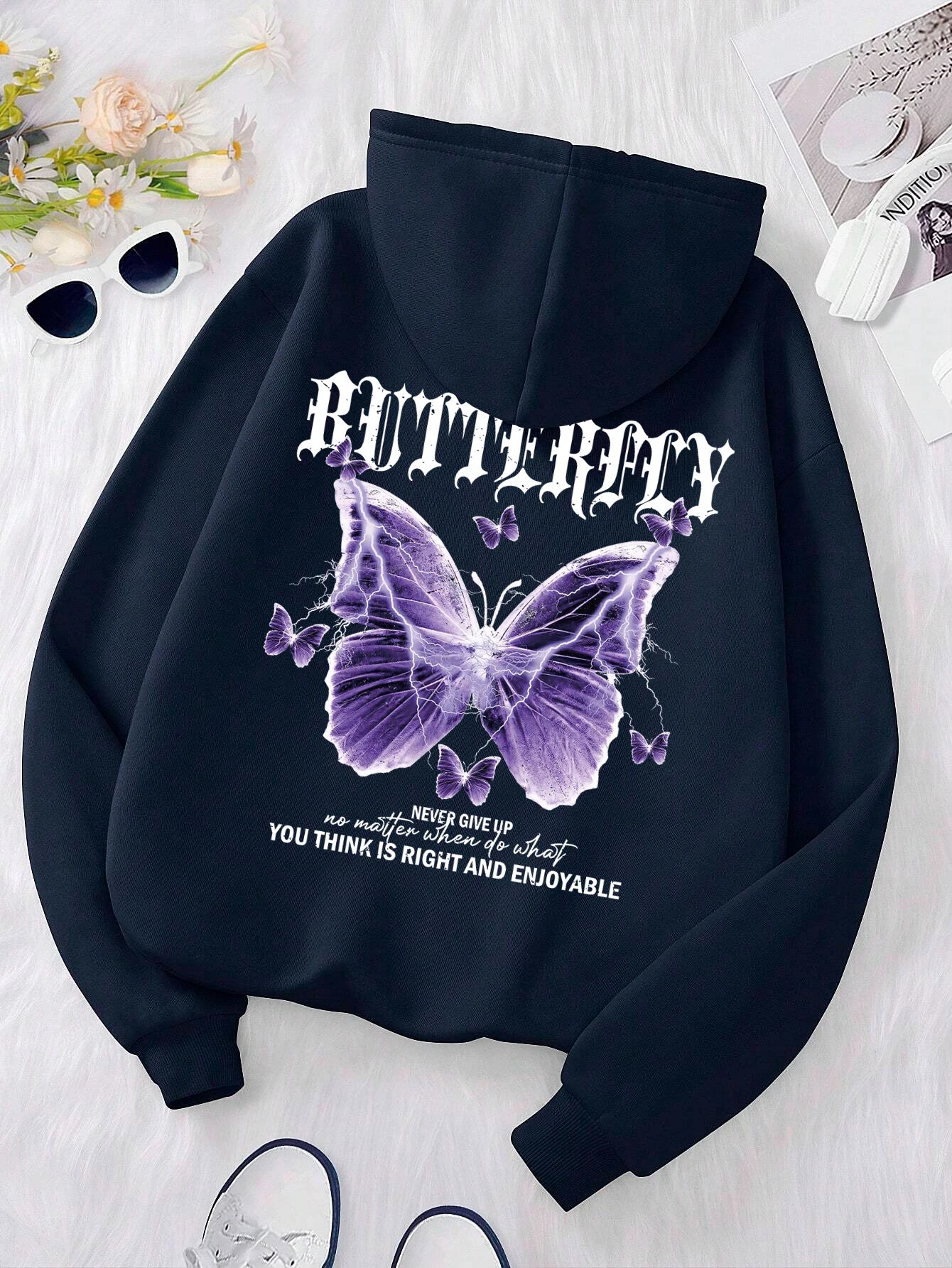 Hoodie Purple Butterfly